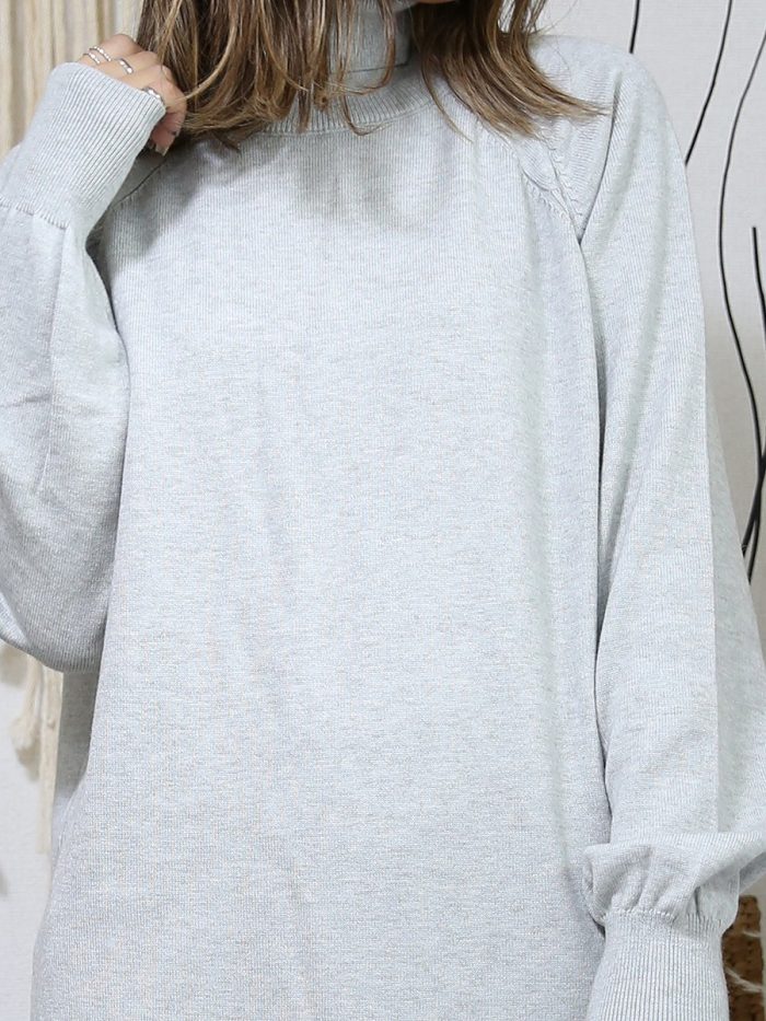 【SALE】roomy by the sea(ルーミーバイザシー)シンプルなタートルネックゆるニットマキシワンピース