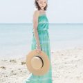 綺麗なグラデーションタイダイ柄ベアトップマキシワンピース